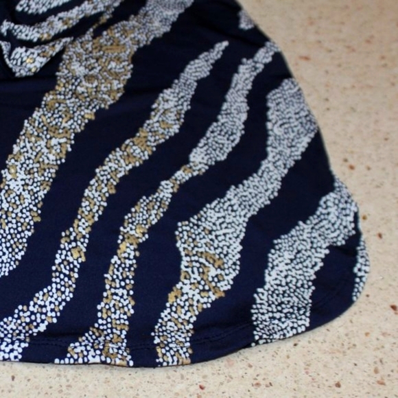 JM Collection V-Neck Navy & Metallic 3/4 Sleeve  Zebra Print Top - Picture 13 of 15